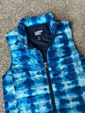 Lands End Blue Puffy Vest, Size Girls 8